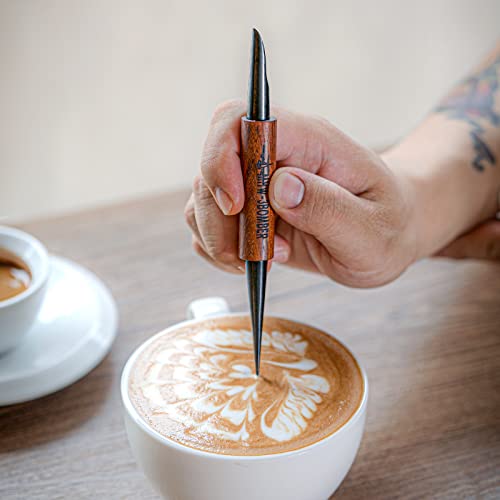 MHW-3BOMBER Latte Art Pen Latte Cappuccino Decoration Espresso Pen for Coffee Artist Rosewood Black CN5400R